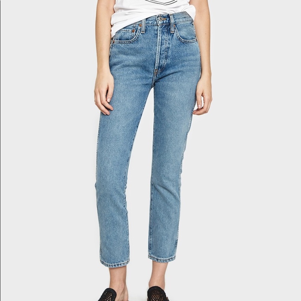 RE/DONE Double Needle Crop Jeans Light Vain 26